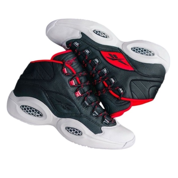 REEBOK QUESTION MID JAMES HARDEN ALLEN IVERSON BLACK RED WHITE FZ1365‎ SIZE 6.5 - Picture 1 of 6
